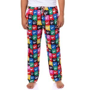 Mighty Morphin Power Rangers Pajama Pants Men's Helmet Grid Lounge Bottoms - 1 of 4