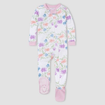 Burt's Bees Baby® Baby Girls' 2pc Floral Print Snug Fit Footed Pajama - Purple 3-6M