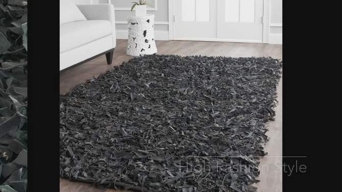 Leather Shag LSG511 Hand Knotted Area Rug  - Safavieh, 2 of 5, play video