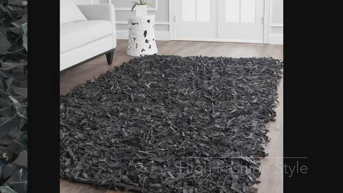 Leather Shag LSG511 Hand Knotted Area Rug  - Safavieh, 2 of 9, play video