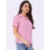 Allegra K Women's Plaid Puff Sleeves Vintage Summer Gingham Blouse - 4 of 4
