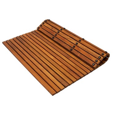 Nordic Teak 30" x 30" Oiled Shower and Bath Mat with Rubber Footing