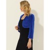 Allegra K Women's Cropped Open Front Collarless Long Sleeve Faux Fur Jacket - 3 of 4
