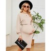 Maternity 2 Piece Outfits Dress Puff Long Sleeve Ribbed Knit Top Bodycon Midi Skirt Sets Baby Shower Photoshoot - 3 of 4