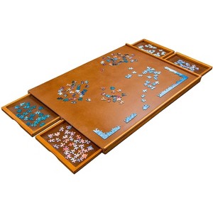 Jumbl 23" x 31" Jigsaw Puzzle Board, Portable Table with 4 Drawers - 1 of 4