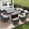 LayinSun 7 Piece Outdoor Furniture Set with Fire Pit Table, Modern Rope Woven Patio Conversation Sofa Set with Olefin - 2 of 4