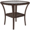 Resenkos Small Rattan Side Table, Storage Shelf, Water-Ripple Glass Tabletop, Outdoor Sectional Furniture, Mixed-Brown - 2 of 4