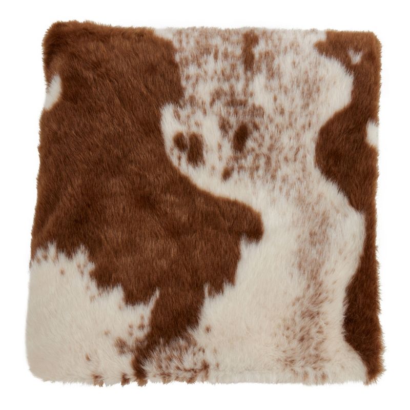 Saro Lifestyle Faux Fur Cow Hide Throw, 50x60 inches, Brown, 1 of 5