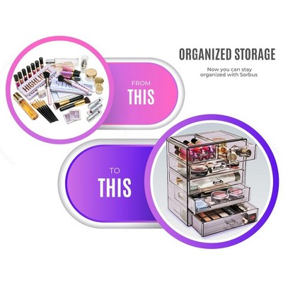 Purple Clear Acrylic 7-Drawer Makeup and Jewelry Organizer