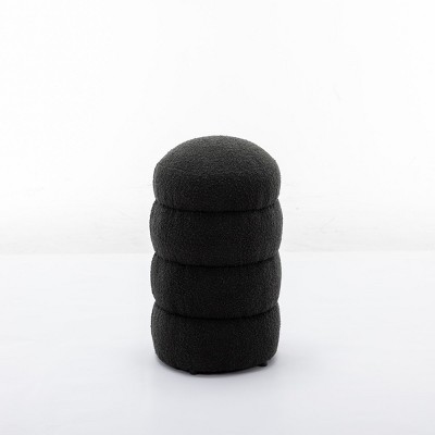 GlasFlength Ottomans and Benches Plush Velvet Footrest Ottoman with Wooden Base Simple Elegant Design for Modern Living, Black, 17.1"*17.1"*18.9"
