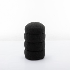 GlasFlength Ottomans and Benches Plush Velvet Footrest Ottoman with Wooden Base Simple Elegant Design for Modern Living, Black, 17.1"*17.1"*18.9" - 1 of 4