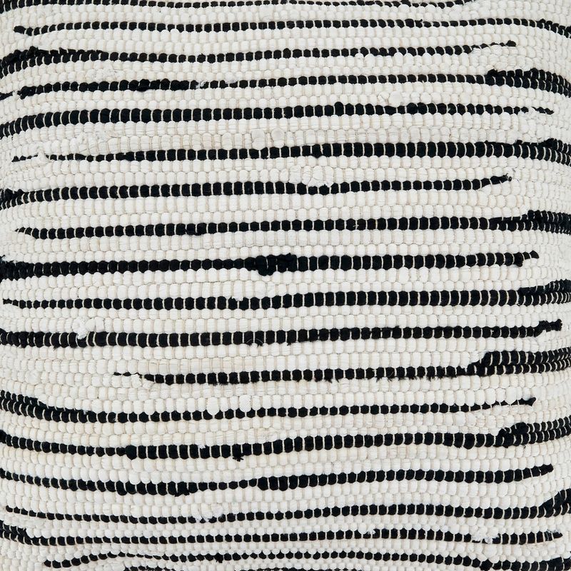 22&#34;x22&#34; Oversize Zebra Chindi Design Cotton Square Throw Pillow Cover Black/White - Saro Lifestyle, 4 of 8