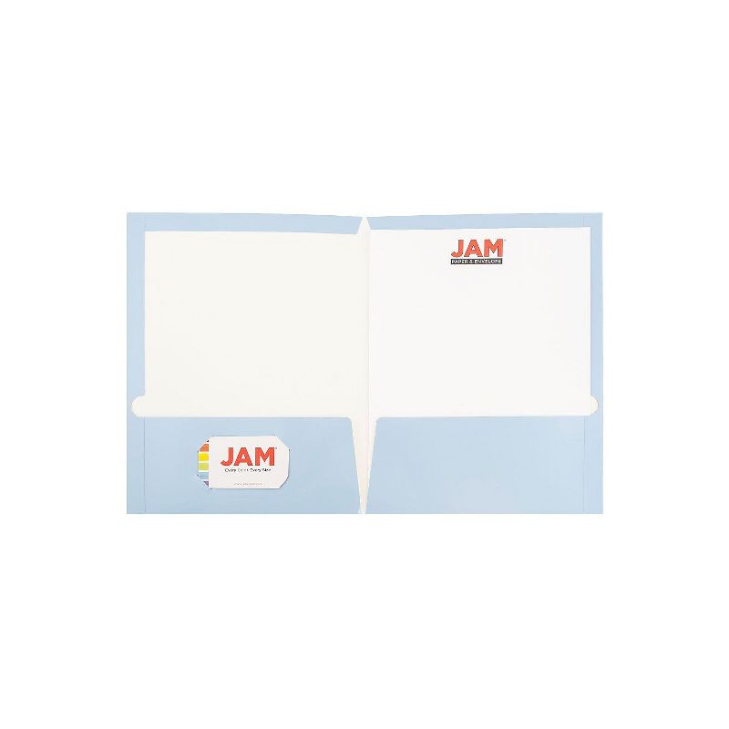 JAM Paper Laminated Two-Pocket Glossy Presentation Folders Baby Blue 31225346A, 3 of 6