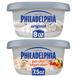 Philadelphia Cream Cheese Spread 8oz Original + 7.5oz Garden Vegetable - 1 of 4