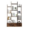 Hommoo Industrial Freestanding Open Bookshelf with 2 Drawers Rustic Brown - 3 of 4