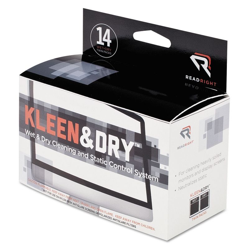 Read Right Two Step Screen Kleen Wet and Dry Cleaning Wipes 5 x 5 14/Box RR1205, 3 of 4