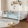 ORRD Children's double wooden platform bed with railings, a low iron double bed with railings, suitable for girls and boys, (Twin,White) - 2 of 4