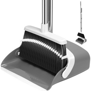 Mini Broom and Dustpan Set with Handle, Small Dust Pan with Teeth for Cleaning Hair on Desks, Sofas, and for Pet Care - 1 of 4