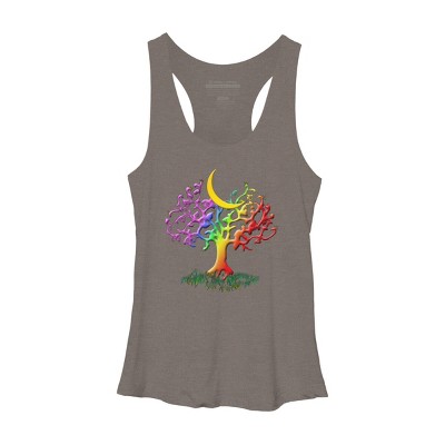 Adult Design By Humans Rainbow Pride Tree of Life By Fluffydstroyer Racerback Tank Top