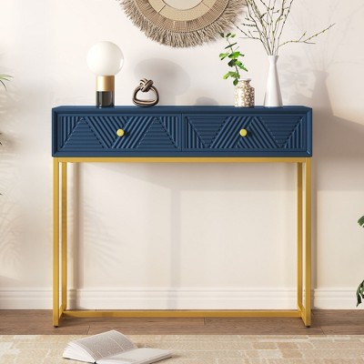 NicBex Console Table with 2 Drawers Modern Entryway Table with Stripe Design Side Table for Living Room, Entryway, Hallway