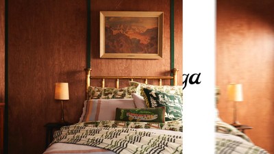 Twin Cream Cotton Reversible Comforter Set with Stripes