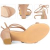 Perphy Women's Open Round Toe Strappy Lace Up Chunky Heel Sandals - 3 of 4