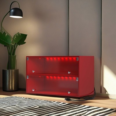 Lovmor Black Glass Door Shoe Box Shoe Storage Cabinet For Sneakers With RGB Led Light