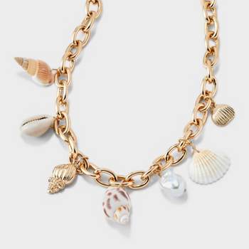 Seaside Shell Chain Necklace - A New Day™ Gold/Ivory