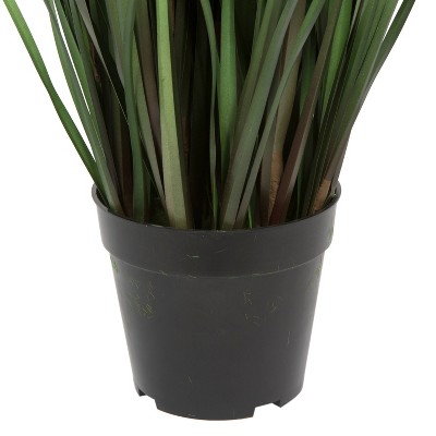 48" Green Faux Grass and Eucalyptus in Black Plastic Pot