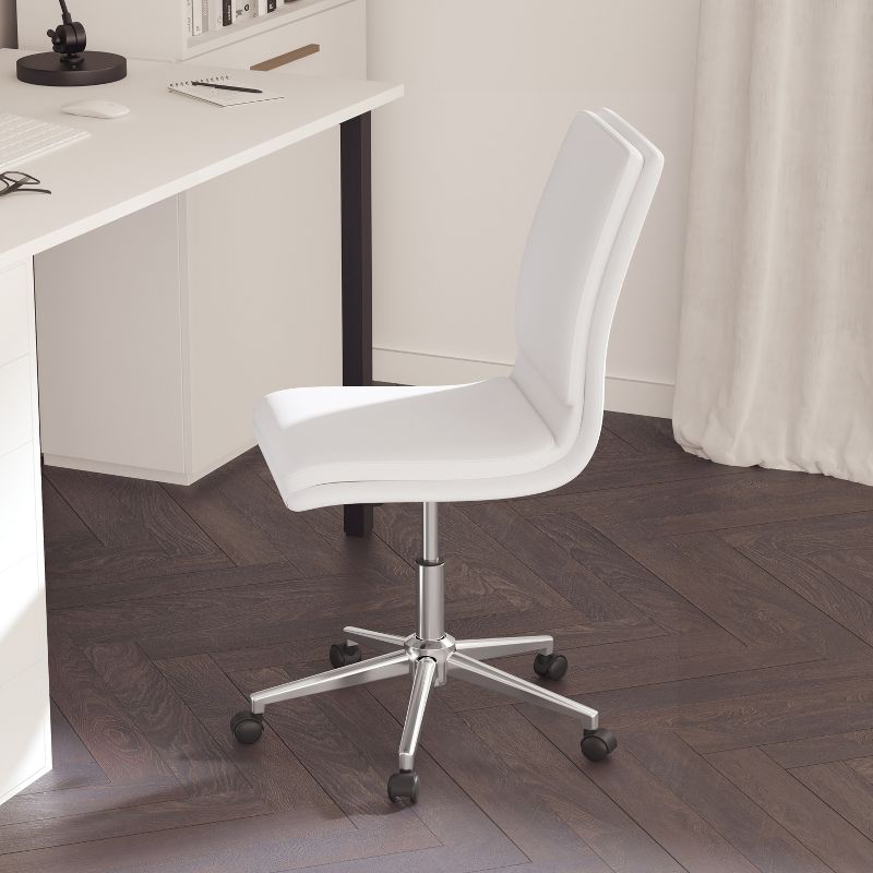 Merrick Lane Mid-Back Armless Home Office Chair with Height Adjustable Swivel Seat and Five Star Chrome Base, 4 of 12