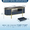COZONY Modern Fluted Coffee Table with Drawer, 48" Oval Faux Marble Top & Gold Legs for Living Room - 2 of 4