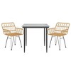 vidaXL Garden Dining Set Black Steel, Tempered Glass, Polyethylene Medium - Brown 31.5" x 31.5" x 29.1" 2 - 3 of 4