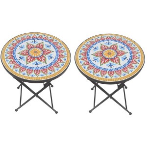 Jiallo Mosaic Art Collection Cosmos Accent Table (Set of 2) - 1 of 2