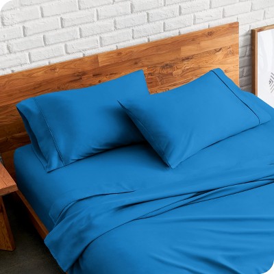 King Size Medium Blue Hypoallergenic Cotton Polyester Pillowcase Set