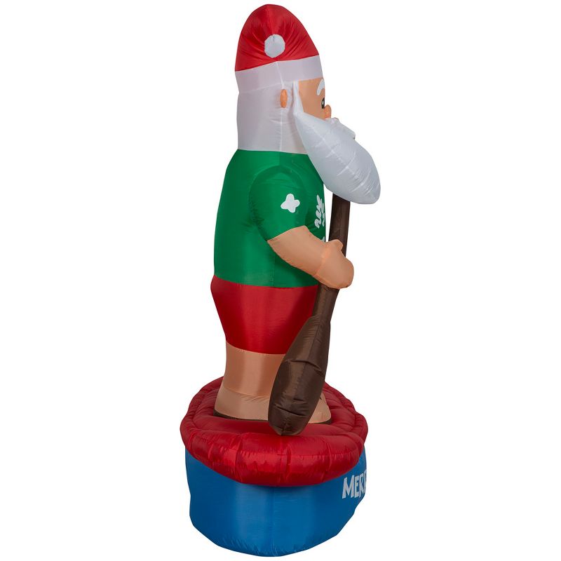 Gemmy Christmas Airblown Inflatable Santa on Paddle Board Scene w/LED, 6 ft Tall, Multi, 3 of 6