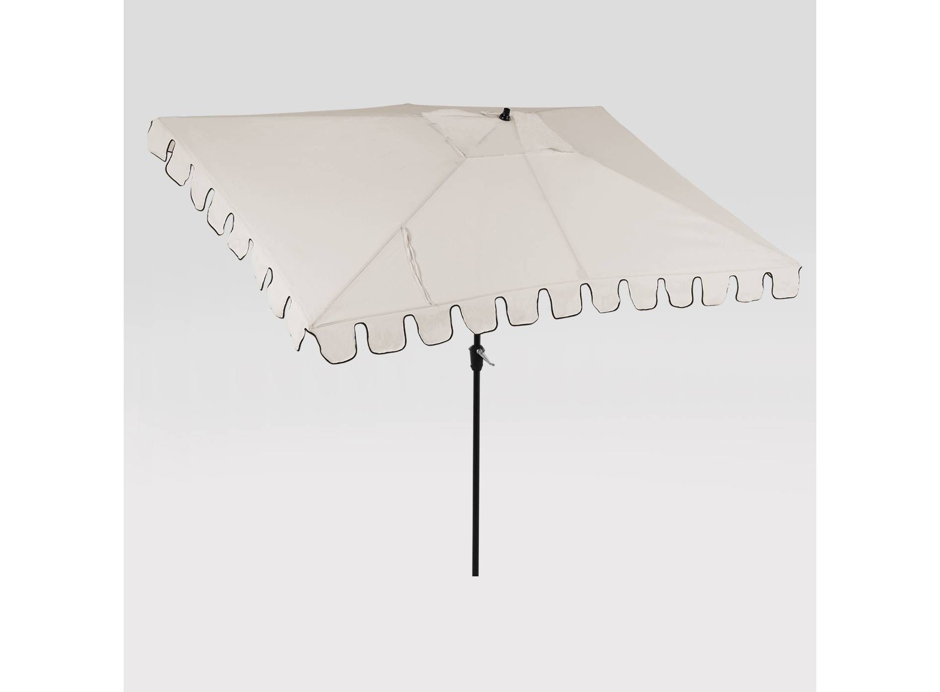 6.5'x10' Rectangular Scalloped Outdoor Patio Market Umbrella Off-White with Black Pole - Threshold™