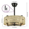 Rennnsan Fenvora 19"W 4-Light Drum Woven Ratten Boho Dimmable Ceiling Fan in Black - 3 of 4