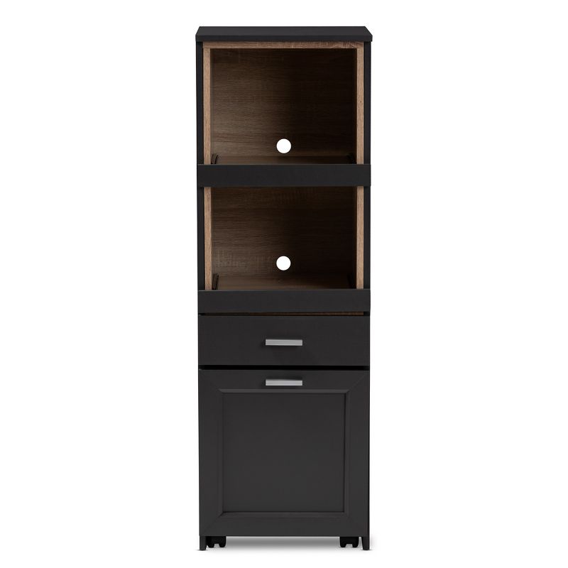 Fabian Oak Finished Kitchen Cabinet with Roll Out Compartment Dark Gray/Brown - Baxton Studio, 6 of 13