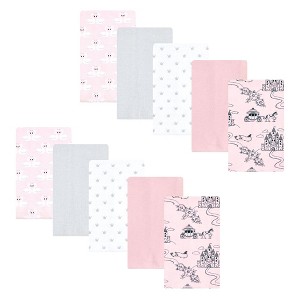 Hudson Baby Infant Girl Flannel Burp Cloth 10pk, Fairytale Princess, One Size - 1 of 4