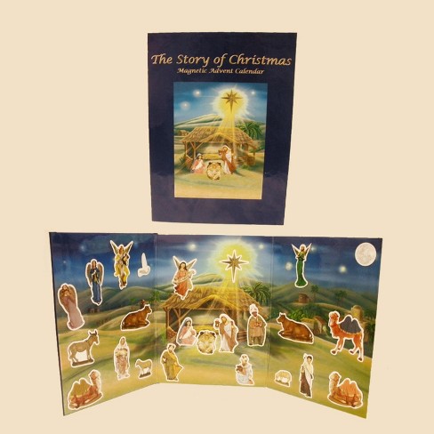 KS Adler 12.5â Blue and Beige Magnetic Nativity Book Advent Calendar