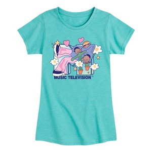 Girls' - MTV - Funky Flower Dude Fitted Short Sleeve Graphic T-Shirt - 1 of 4