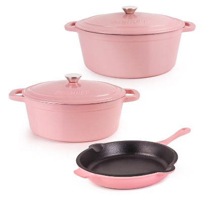 BergHOFF Neo 5Pc Cast Iron Cookware Set, 5qt. & 8qt. Covered Dutch Ovens, 10" Fry Pan