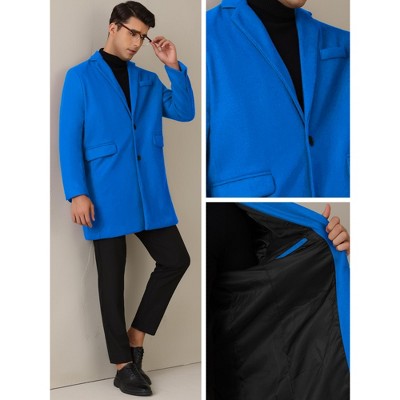 Lars Amadeus Men's Notched Collar Single Breasted Solid Color Winter Coats