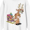 Tom & Jerry Reindeer Tom And Santa Jerry Crew Neck Long Sleeve Women's White Sweatshirt - 2 of 3