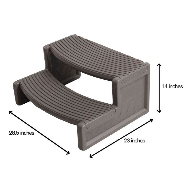 Confer Plastics Handi-Step 2 Step Hot Tub Stairs for Straight & Curved Spas, Outdoor/Indoor Step Stool for Garage, Home & Camping, Deep Grey, 4 of 7