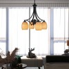 Toltec Lighting Zilo 4 - Light Chandelier in  Matte Black with 5" Cayenne Linen Shade - 3 of 4