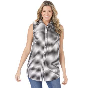 Woman Within Women's Plus Size Perfect Button Down Sleeveless Shirt