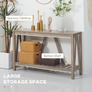 CAVINAS Narrow Console Table with Storage Slatted Shelf,Farmhouse Rustic Entryway Table with Anti-Tipper,Console Table for Living Room - 1 of 4