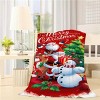 1pc Santa with Reindeer and Snowman Pattern Blanket, All Season Suitable for Bed, Sofa, Home Decor Accessory, Christmas Gifts. - 3 of 4