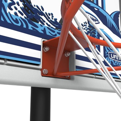 44" Blue and White Polycarbonate Poolside Basketball Hoop